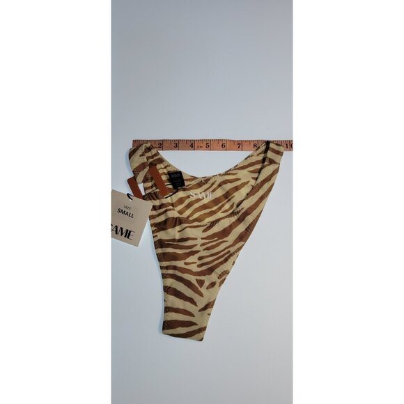 SAME Los Angeles Swim Bikiny Bottom Womens Acrylic 90s Color beige Brown Zebra S - Picture 3 of 9